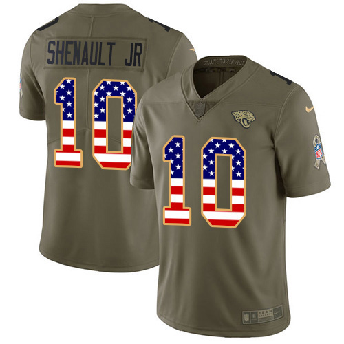 Jacksonville Jaguars #10 Laviska Shenault Jr. Olive USA Flag Youth Stitched NFL Limited 2017 Salute To Service Jersey